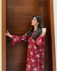 Maroon Floral 2 PC PRINTED
