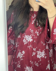 Maroon Floral 2 PC PRINTED
