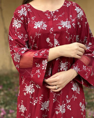 Maroon Floral 2 PC PRINTED
